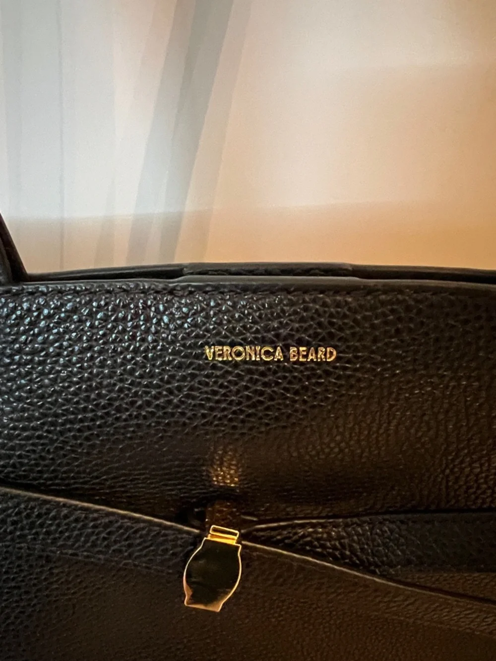 Veronica Beard Black Leather Tote with Gold Hardware - Picture 2 of 6